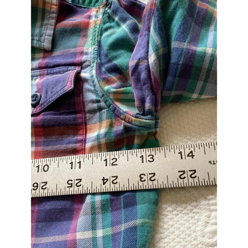 Ralph Lauren Plaid Ruffle Flounce Shirt Dress Buttons Long Sleeve 6x s2